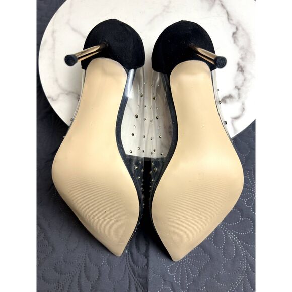 FSJ Women Studded Pointed Toe Transparent Pumps High Heels Pumps SZ 9.5:NWOB - Picture 9 of 11